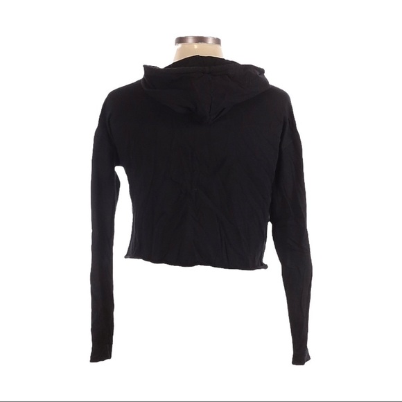 🌺 Local Lab Good Vibes Only Crop Pullover Black Streetwear Hoodie Size S - Picture 2 of 9